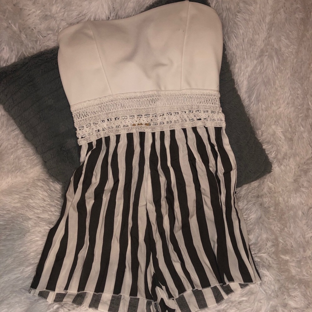 Strapless white romper